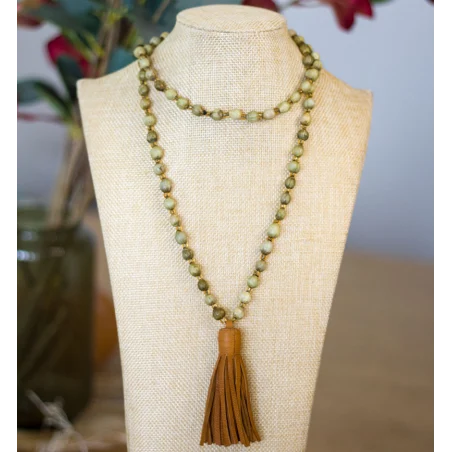 Collier Sautoir bohème  en larmes de job - artisanat haïtien
