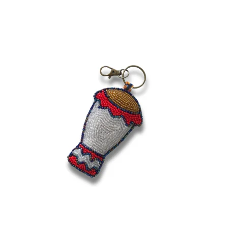 Tanbou- Porte-clés / charms en perles- bicolore- artisanat haïtien