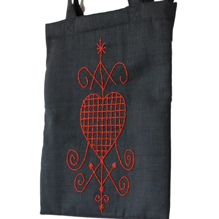 Tote bag Vèvè Erzulie - broderie perles, fait main en Haïti