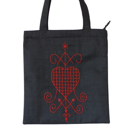 Tote bag Vèvè Erzulie - broderie perles, fait main en Haïti