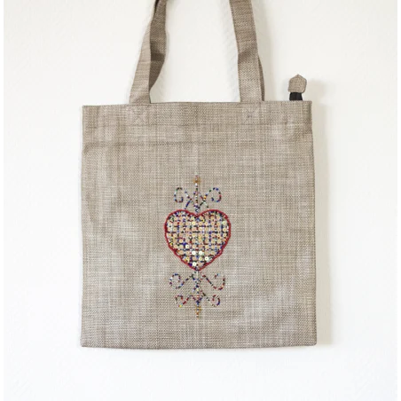 Tote bag Vèvè Erzulie - broderie perles, artisanat haïtien