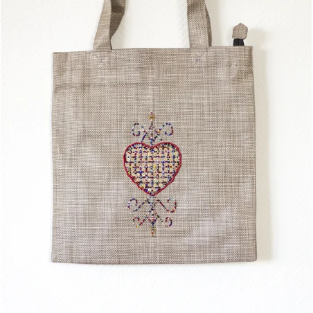 Tote bag Vèvè Erzulie - broderie perles, artisanat haïtien