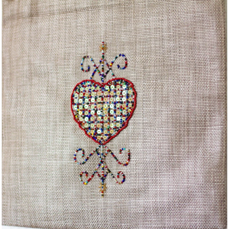 Tote bag Vèvè Erzulie - broderie perles, artisanat haïtien