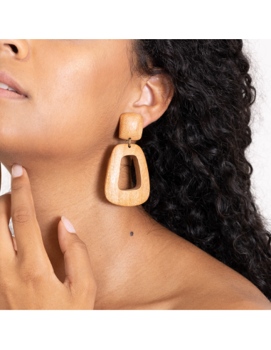 Boucles d'oreilles bois d'acajou – Fait main, Haïti