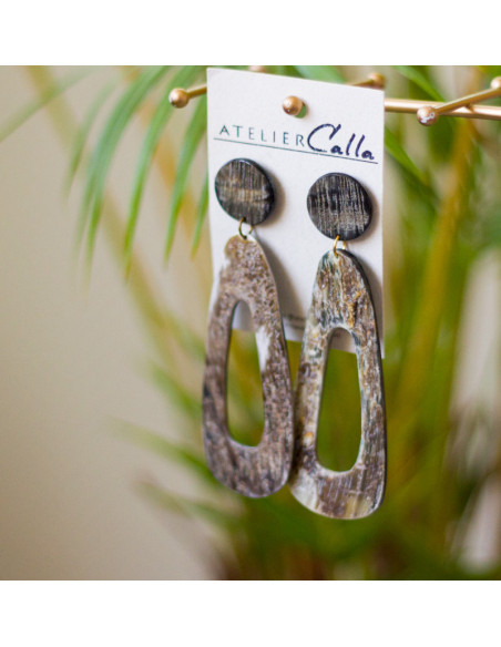 Boucles d'oreilles en corne Atelier Calla | Artisanat haïtien