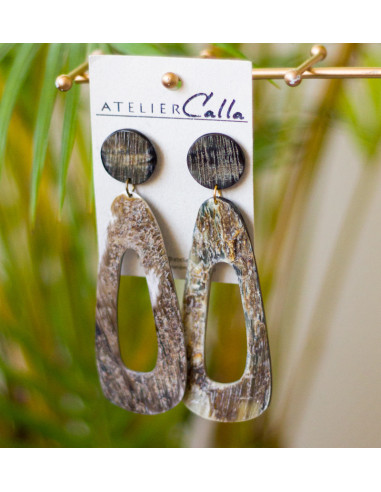 Boucles d'oreilles en corne Atelier Calla | Artisanat haïtien