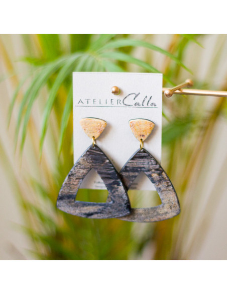 Boucles d'oreilles ANITA en corne - artisanat haïtien