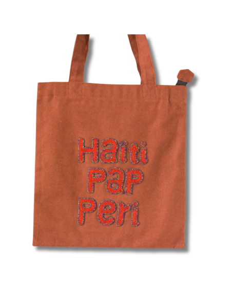 Tote bag Haiti pap peri- broderie perles, fait main en Haïti