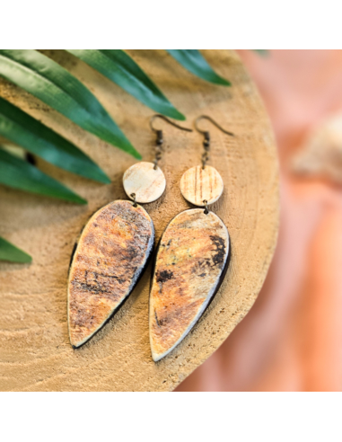 Boucles d'oreilles ANAYIZ en corne - artisanat haïtien