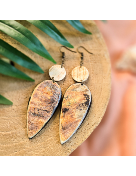 Boucles d'oreilles ANAYIZ en corne - artisanat haïtien