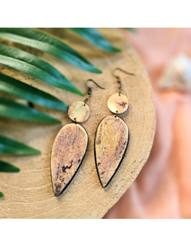 Boucles d'oreilles ANAYIZ en corne - artisanat haïtien