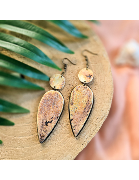 Boucles d'oreilles ANAYIZ en corne - artisanat haïtien