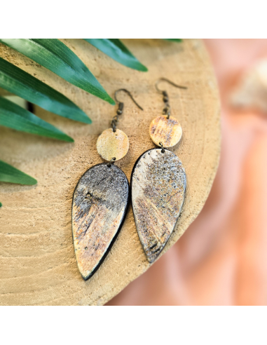 Boucles d'oreilles ANAYIZ en corne - artisanat haïtien