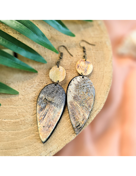 Boucles d'oreilles ANAYIZ en corne - artisanat haïtien