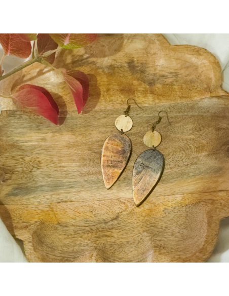 Boucles d'oreilles ANAYIZ en corne - artisanat haïtien